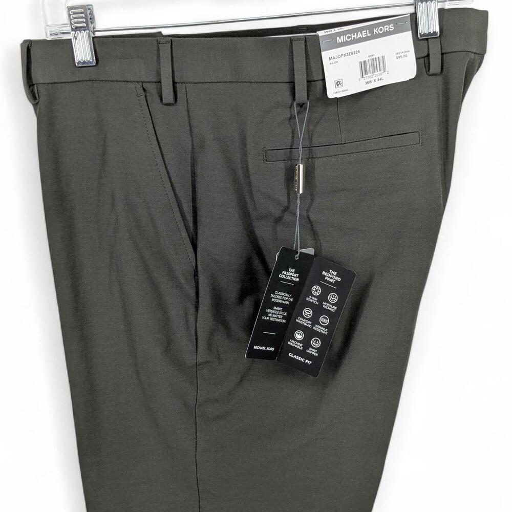 Michael Kors Men's Classic Fit Performance Stretch Dress Pants Gray 36 x 34 - Picture 2 of 7